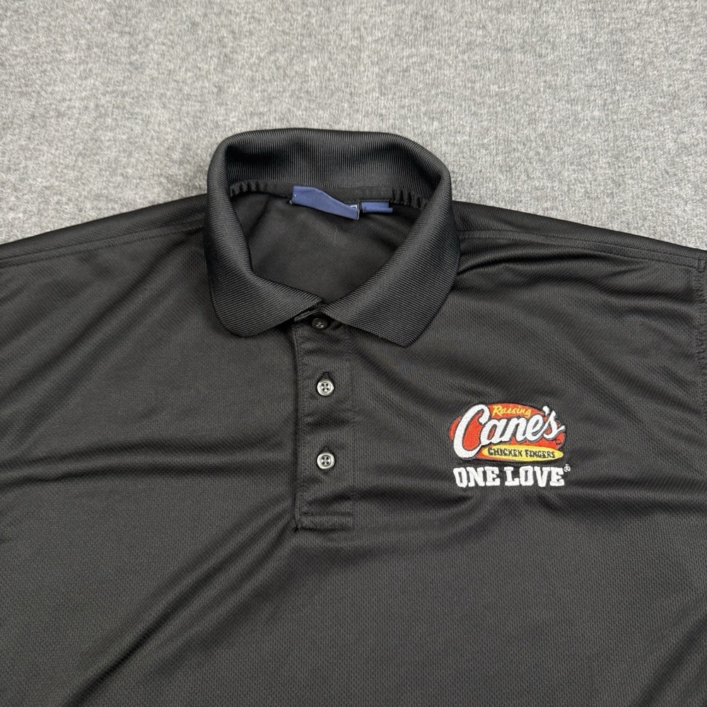 Raising Canes Polo Shirt Men XL Black Uniform Employee Fry Cook Cashier One Love - Picture 2 of 8